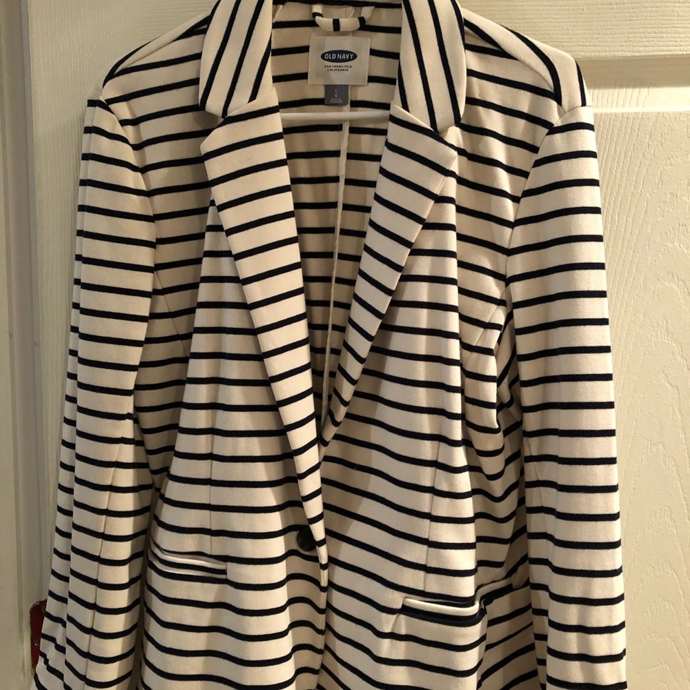 Cotton white and cream color blazer. Size Large